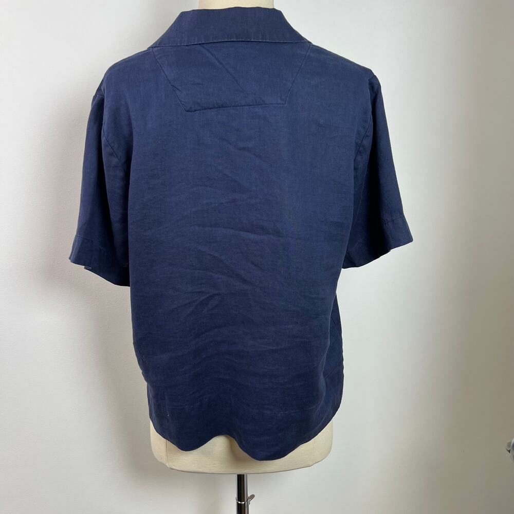 Quince Women's 100% Linen Classic Navy Blue Button Down Shirt Minimalist Size M - Picture 9 of 16
